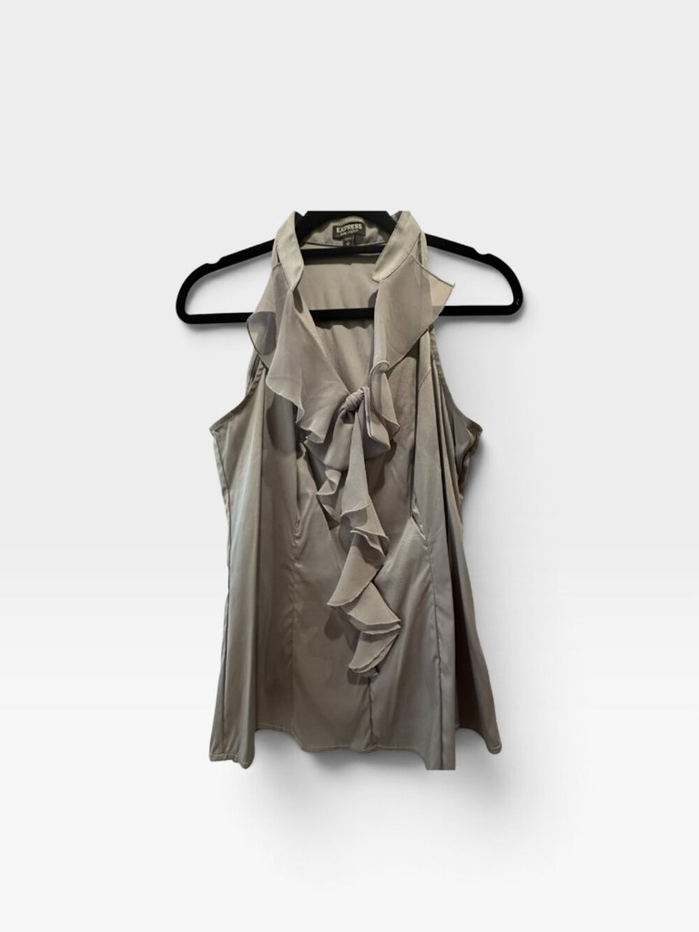 Express Taupe Ruffled Sleeveless Blouse Size S